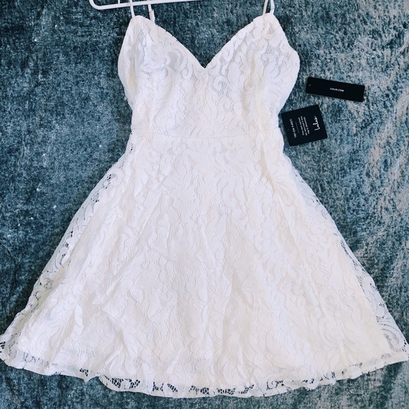 magnolia blossom white lace skater dress